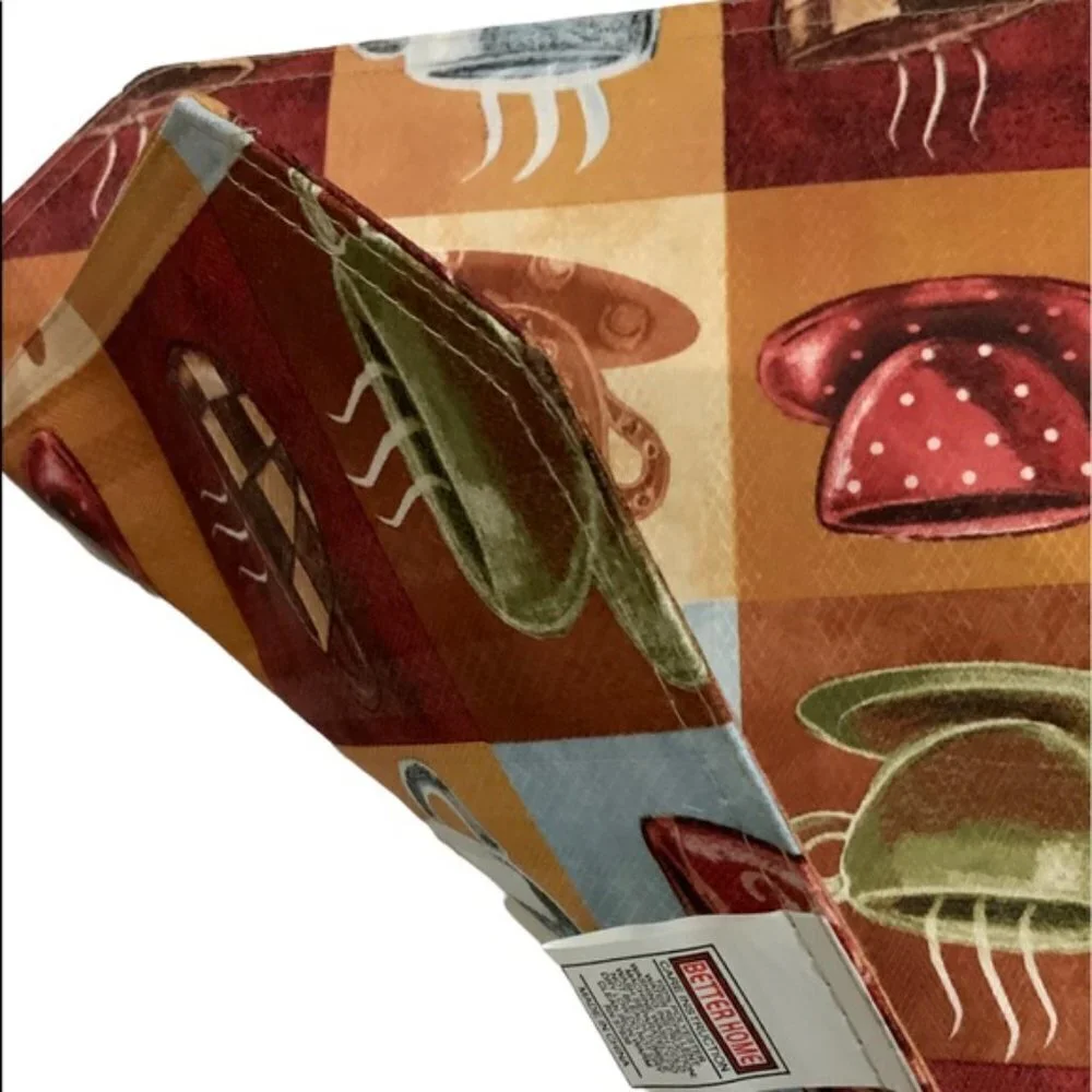 Coffee Cup Theme Placemats Printed Lined Reversible Retro Block Pattern Set of 4